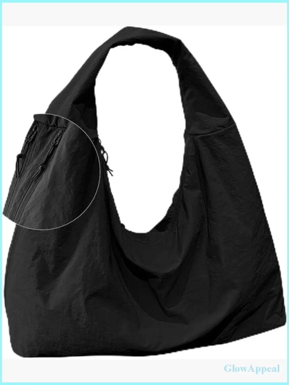 Slouchy Nylon Hobo Bag Large Tote Shoulder Travel Gym Weekend
